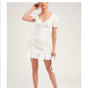 RAPUNZEL WHITE EYELET LACE MINI DRESS